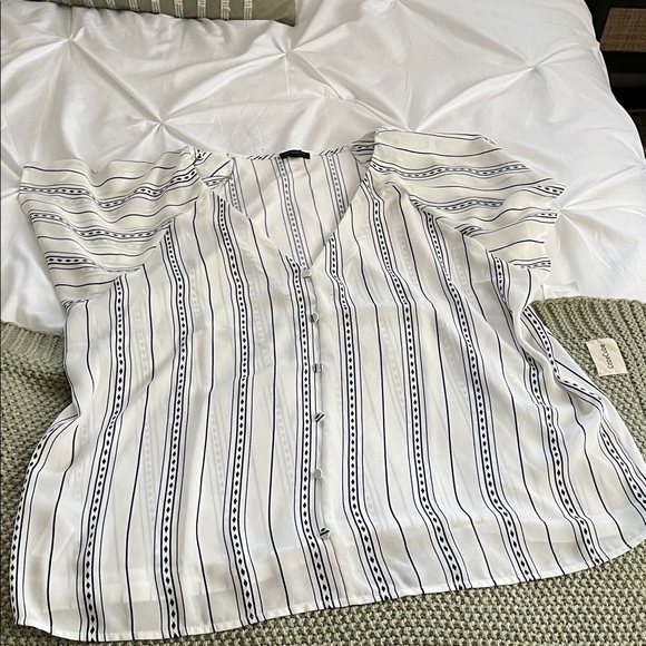 Ann Taylor Black and White Striped Blouse - Picture 1 of 4